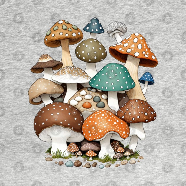 Earthy Mushrooms And Rocks by Manzo Carey